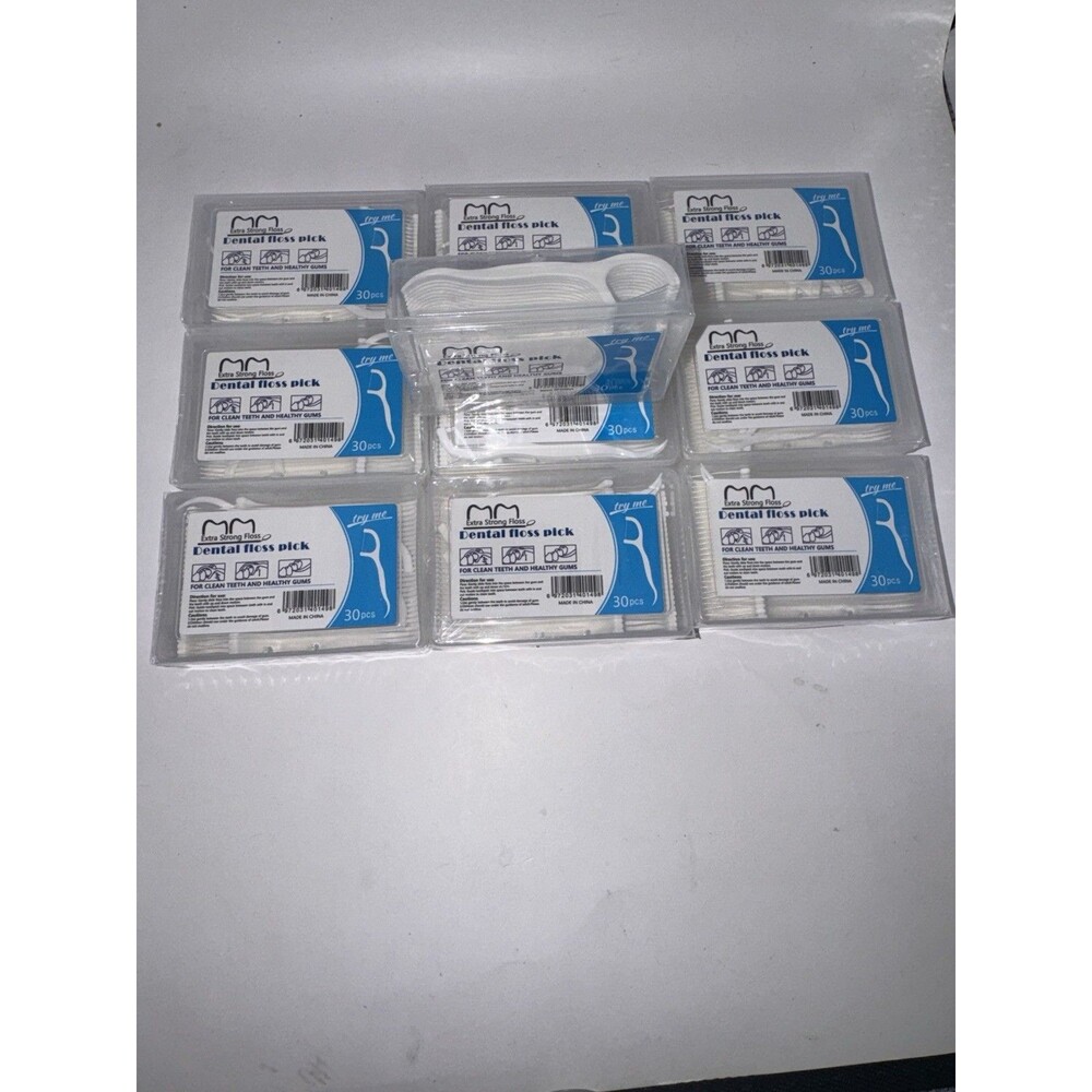 30-Piece Extra Strong Dental Floss Picks with Storage Case Bundle Of 10 Packs